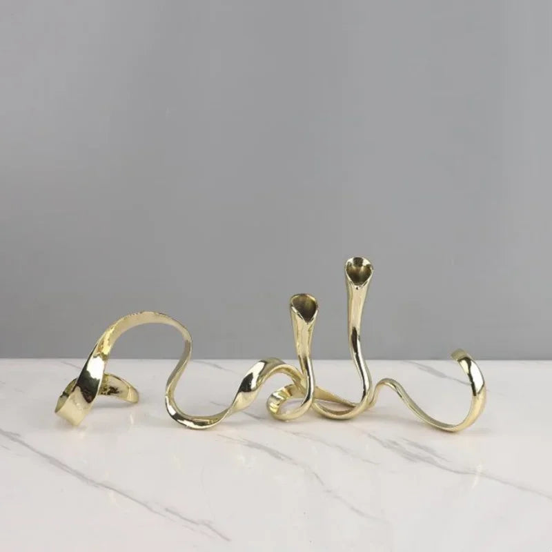 DecorBites™ Geometric Gold Candlestick Holder Centerpiece