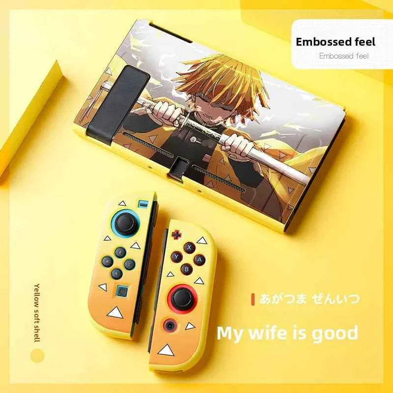 Demon Slayer Painted Relief Protective Case for Switch NS TPU Soft-shell Split Protective Case Creative Game Console Accessories