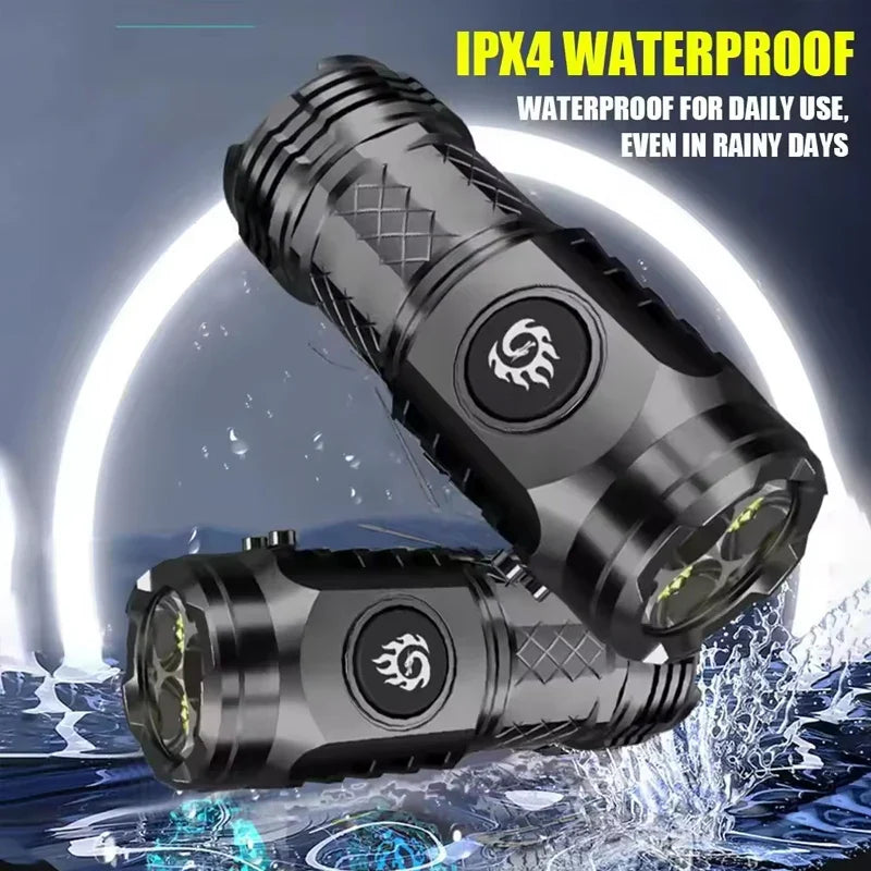 Mini Tactical Torch Super Bright 3 LED Flashlight | Type-C Rechargeable Camping Light