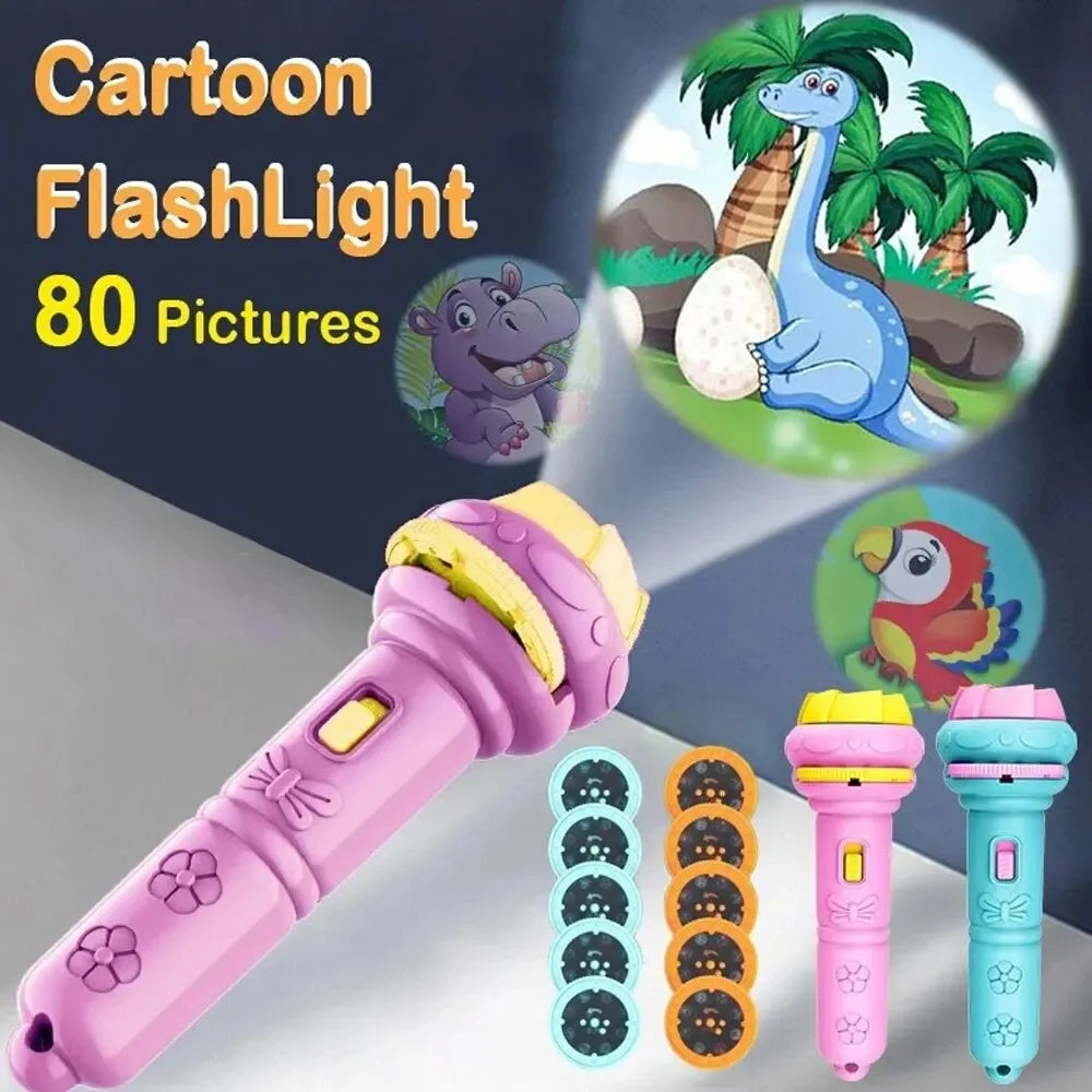 Cartoon Projection Flashlight | 80 Patterns Creative Children Toy Projector
