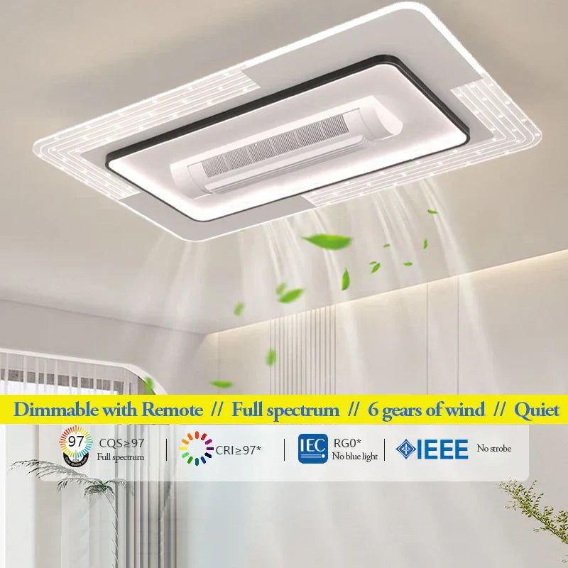 DecorBites™ LED Bladeless Ceiling Fan Dimmable Remote Modern Indoor Lightingusc