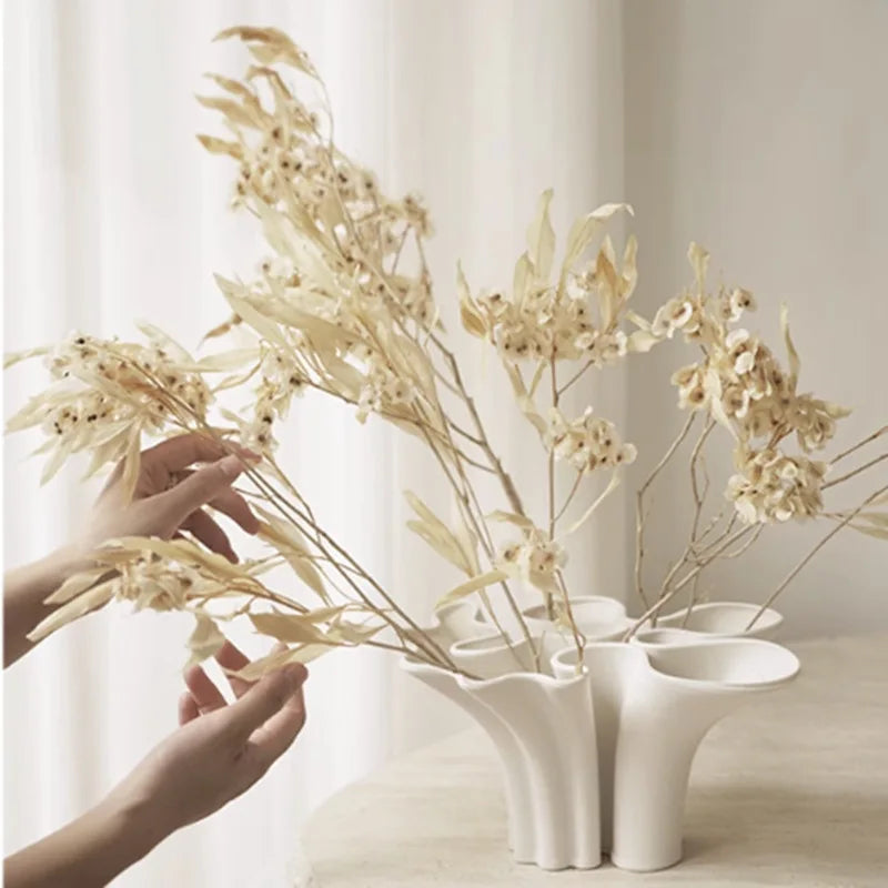 DecorBites™ Abstract Geometry Ceramic Vase for Flower Arrangement