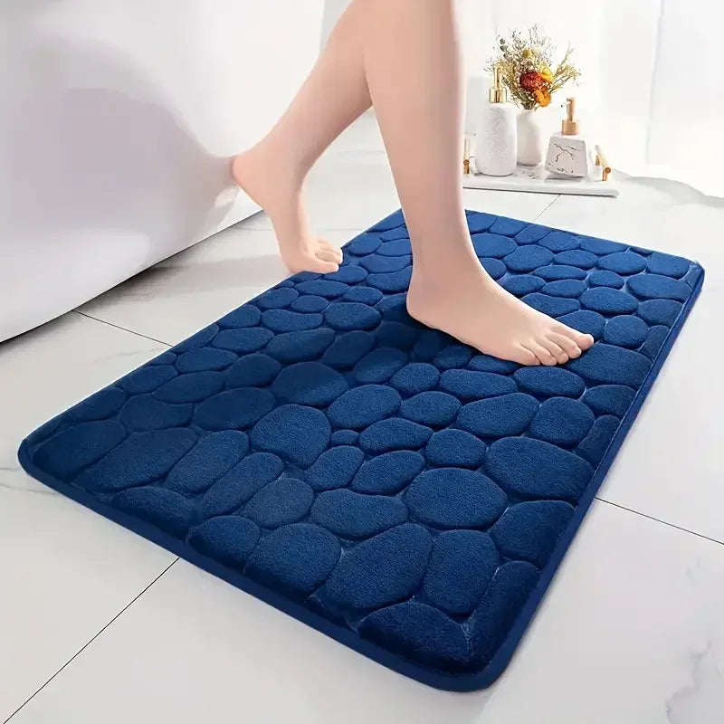 Cobblestone 3D Bath Mat | Non Slip Absorbent Quick Dry Bathroom Rug