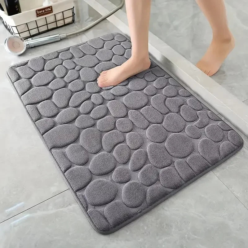 Cobblestone 3D Bath Mat | Non Slip Absorbent Quick Dry Bathroom Rug