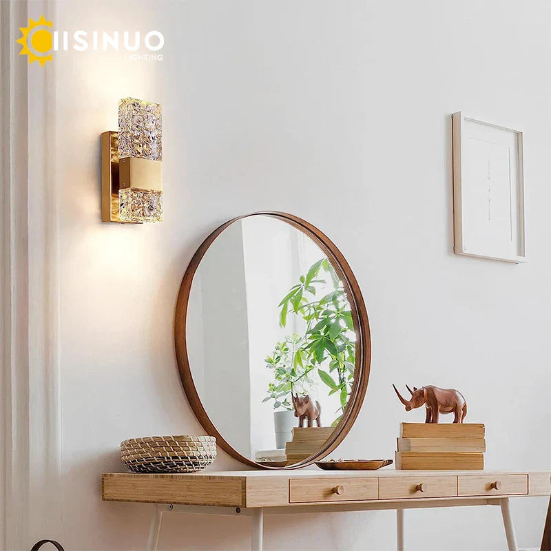 DecorBites™ Crystal LED Wall Light Remote Control Dimmable 3000K 6000K for Bedroom Hallway