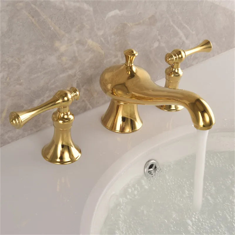 DecorBites™ Gold Widespread Bathroom Faucet with Waterfall Design