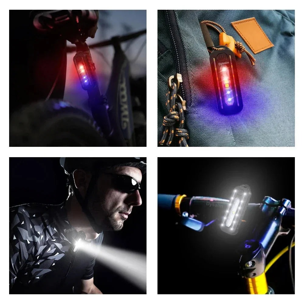 USB Rechargeable LED Flashlight with Shoulder Clip and Warning Flashing Light | Keychain Work Light