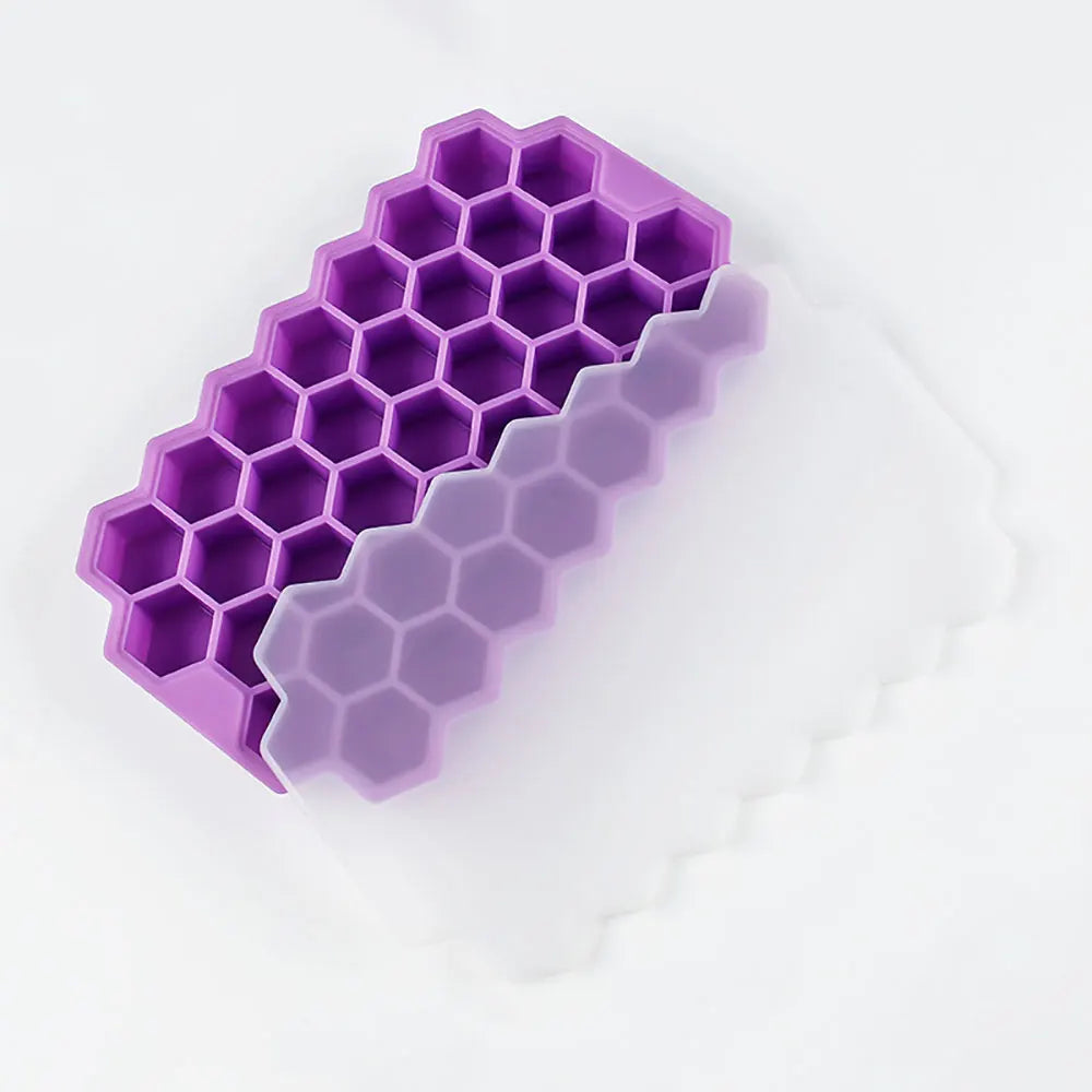 37 Grids Honeycomb Ice Cube Silicone Mold with Lid | Flexible Silicone Ice Tray for DIY Ice Making