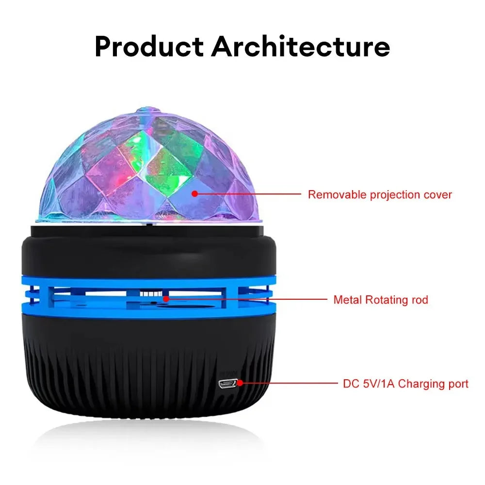 Starry Moon Projector Night Light | USB RGB Rotating Ambiance Lamp