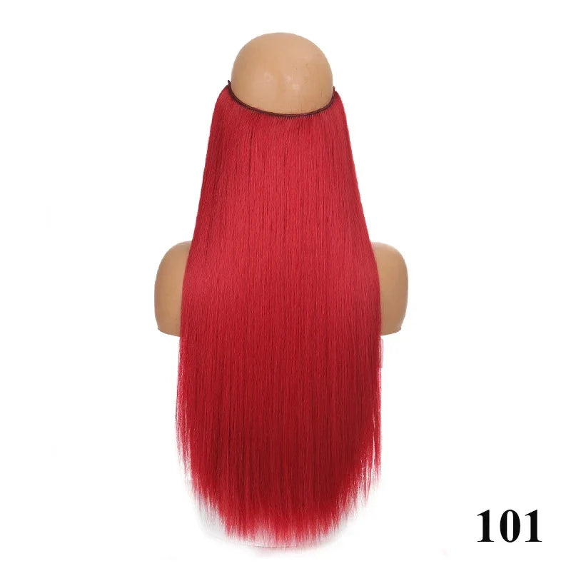 Fish line hair extension piece | 40cm 50cm 60cm straight and curly daily wear for women