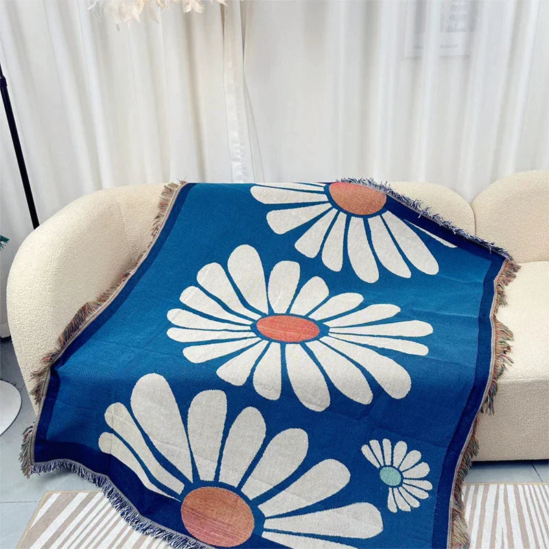 DecorBites™ Geometric Knitted Tassels Throw Blanket