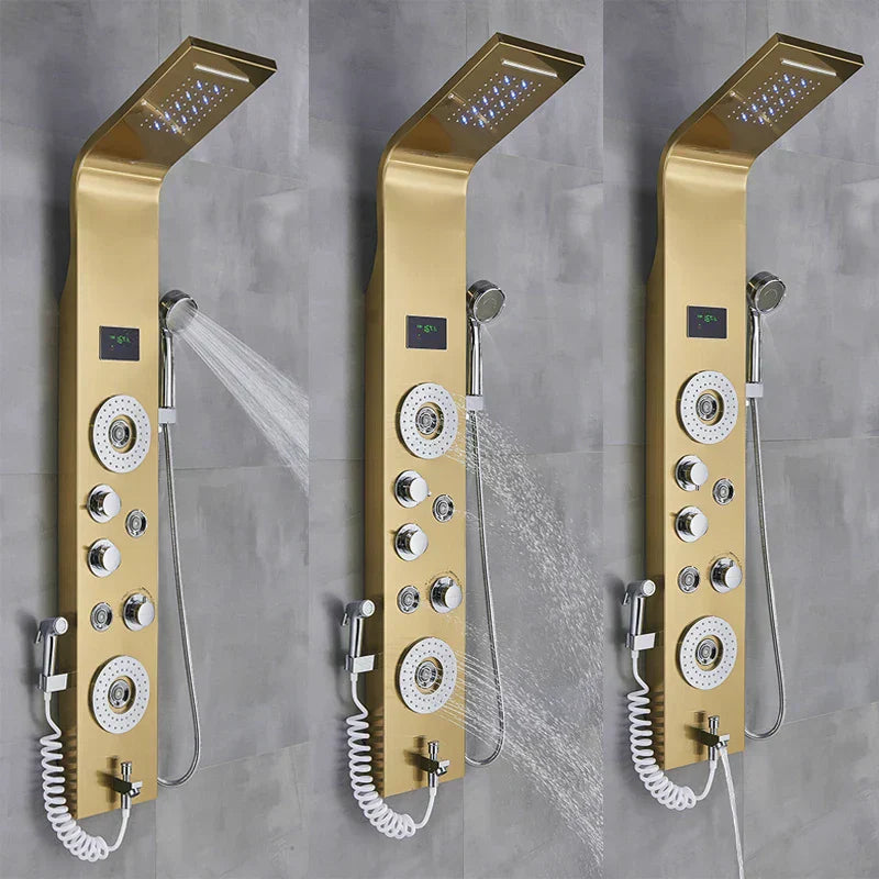 DecorBites™ LED Blue Light Shower System with Temperature Display, Massage Column, Waterfall Rainfall