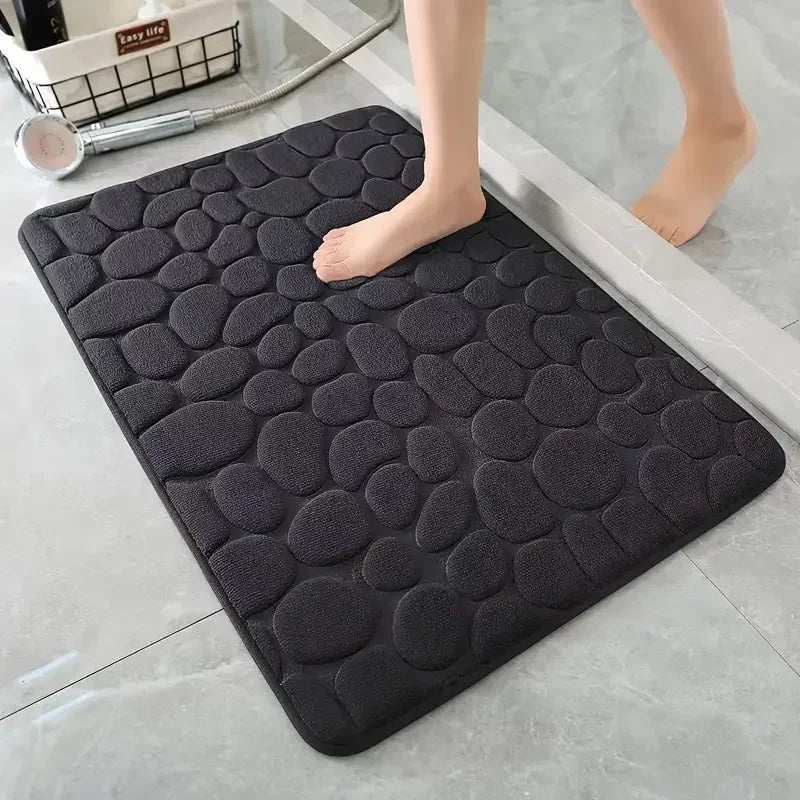 Cobblestone 3D Bath Mat | Non Slip Absorbent Quick Dry Bathroom Rug