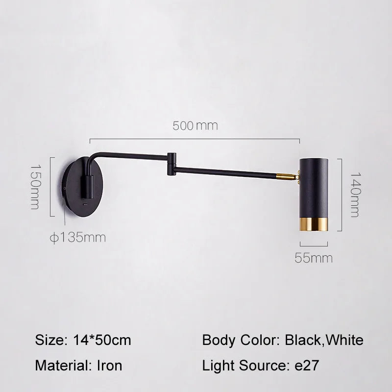 DecorBites™ Adjustable LED Swing Arm Wall Light Nordic Sconce Bedside Lamp