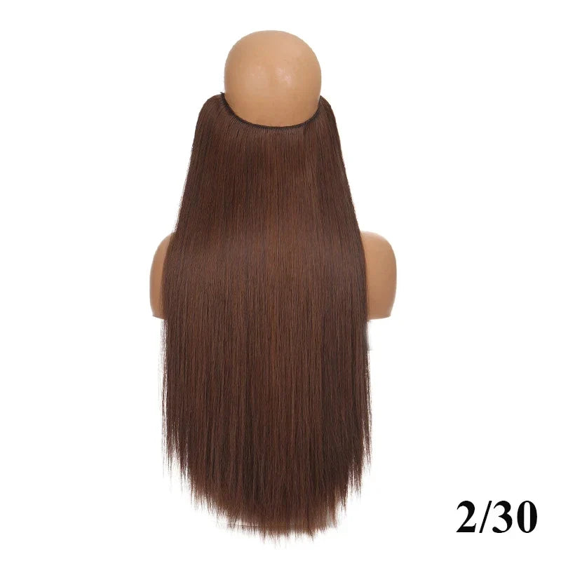 Fish line hair extension piece | 40cm 50cm 60cm straight and curly daily wear for women