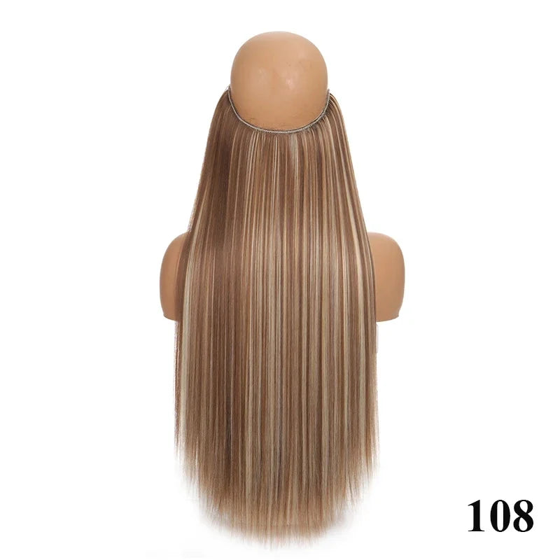 Fish line hair extension piece | 40cm 50cm 60cm straight and curly daily wear for women