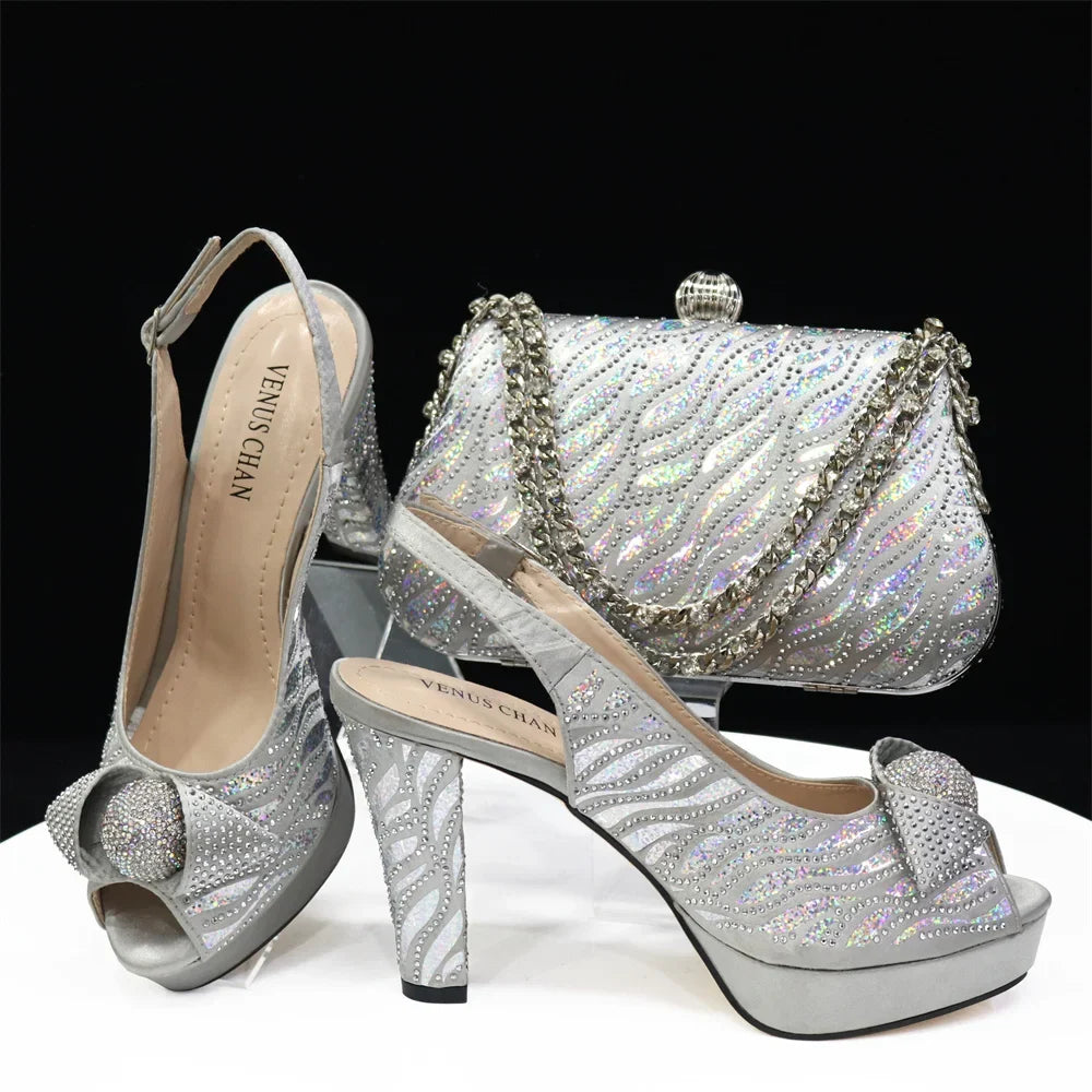 Italian Shoes And Bag Sets For Evening Party With Stones ED1-60