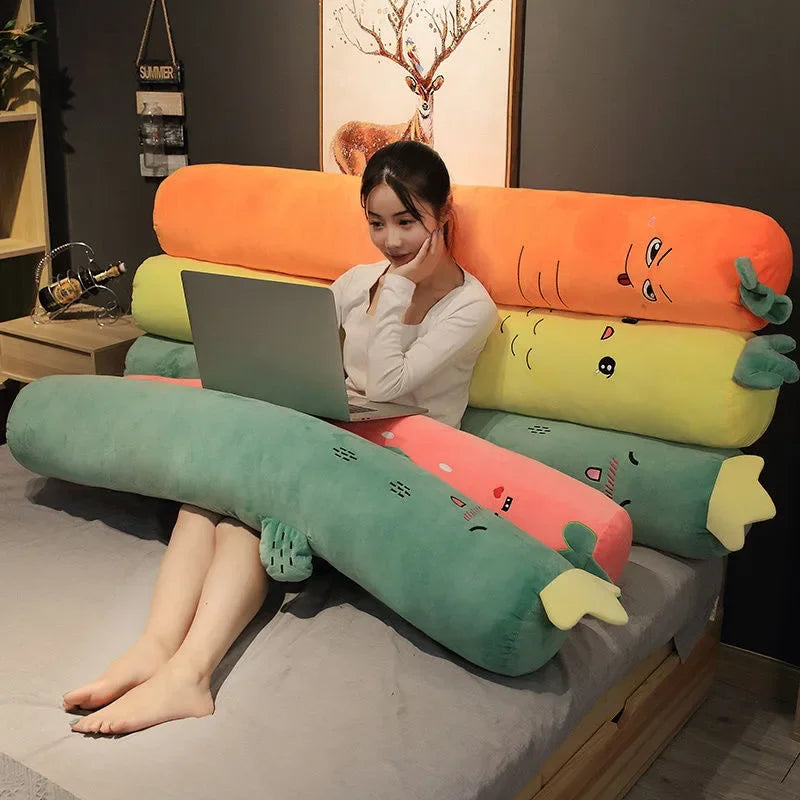 DecorBites™ Cylindrical Long Pillow: Detachable, Washable, Side-Sleeping Body Support