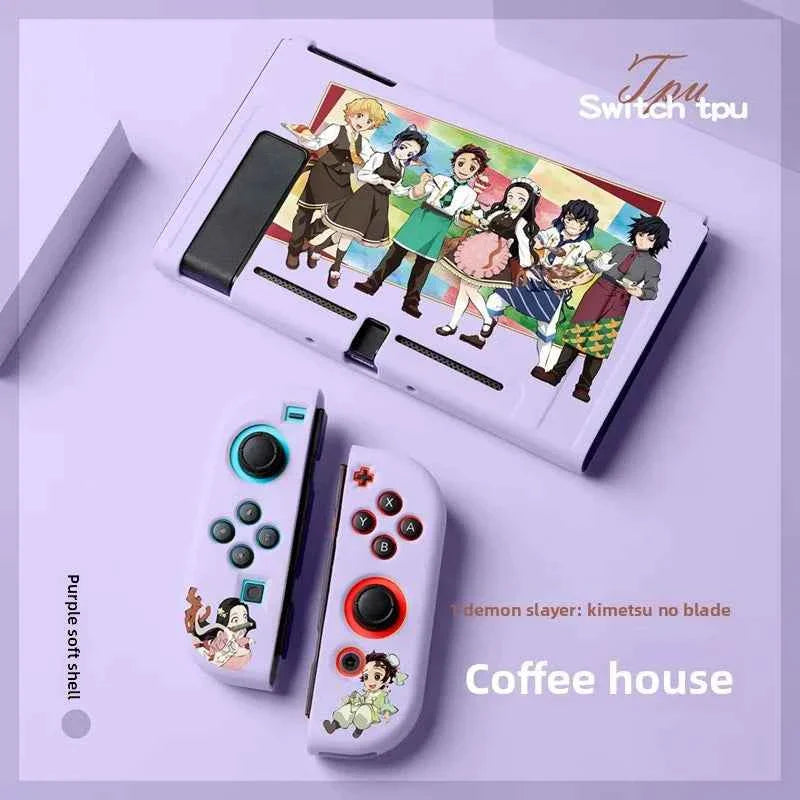 Demon Slayer Painted Relief Protective Case for Switch NS TPU Soft-shell Split Protective Case Creative Game Console Accessories