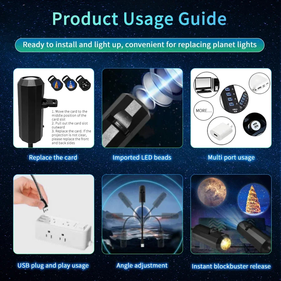 Moon Light Lamp | Projector Night Light for Ceiling Wall Mood Decoration
