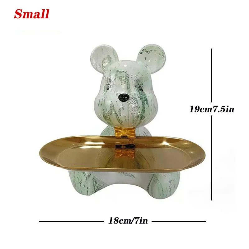 DecorBites™ Graffiti Bear Figurine: Modern Animal Statue & Key Storage Shelf