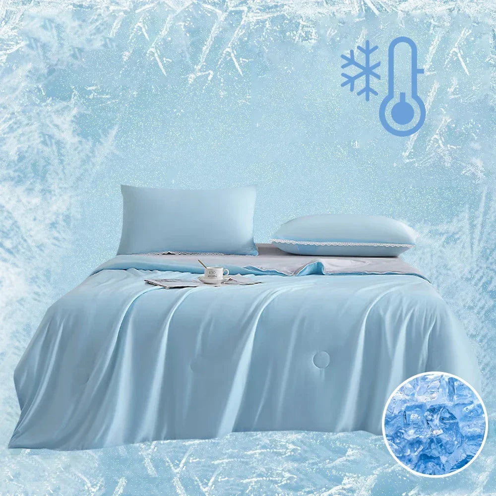 DecorBites™ Double-Sided Cooling Queen Quilt: Silky Smooth Summer Comforter