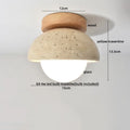 DecorBites™ LED Ceiling Light with Wood Base and White Glass Shade