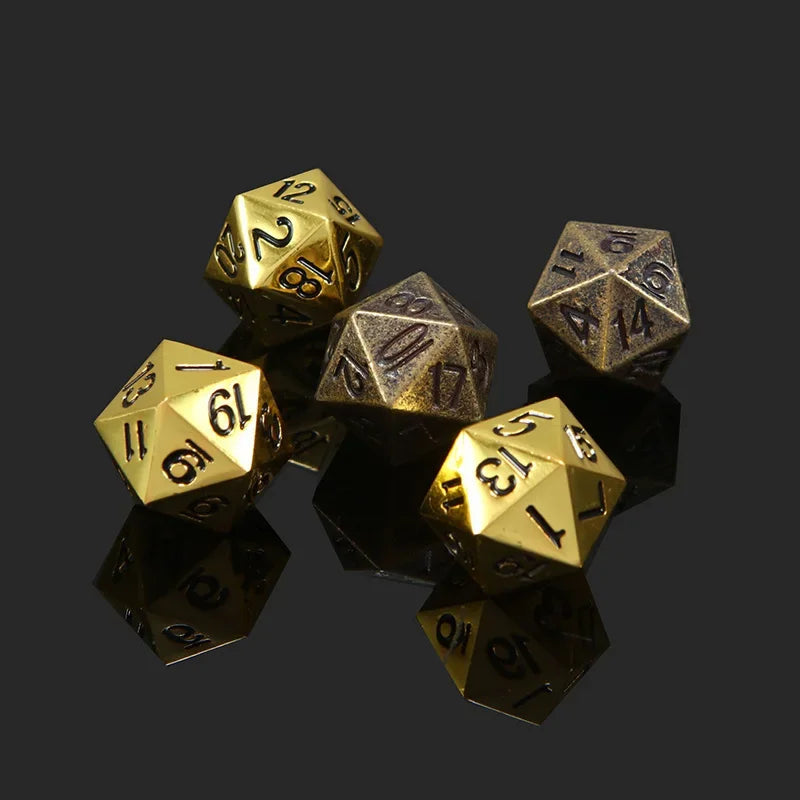1 Piece 20 Sided Decider Golden/Bronze Metal Funny Dice Standard  Board Game Acessorios