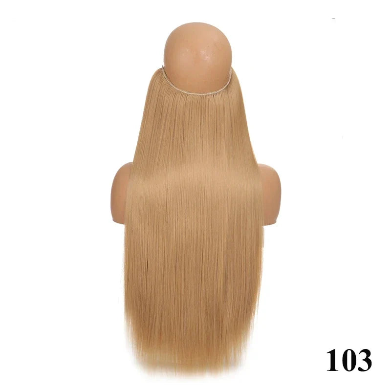 Fish line hair extension piece | 40cm 50cm 60cm straight and curly daily wear for women