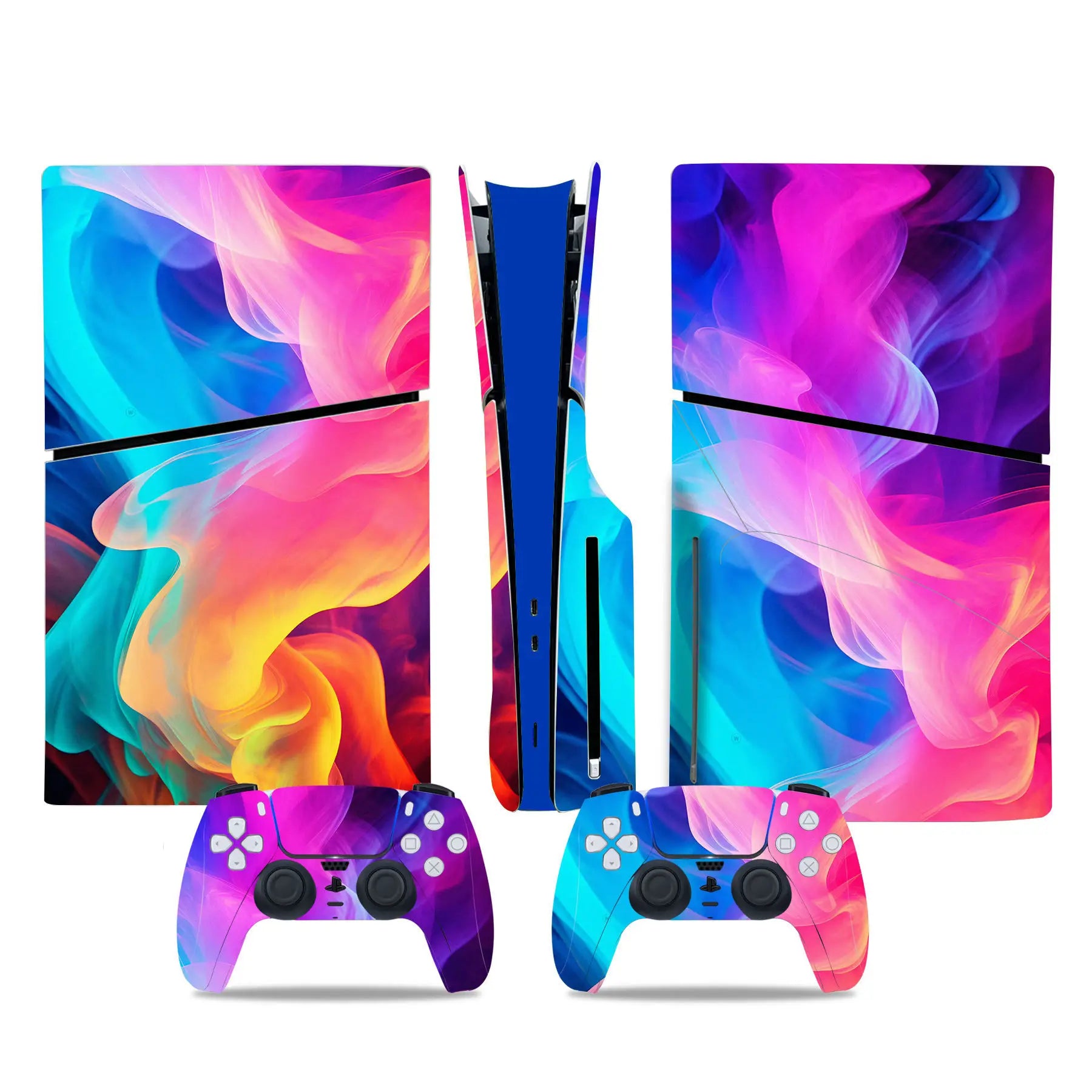 For PS5 Slim Disc Edition Console and 2 Controllers Geometry Design Skin PS5 Slim Disc Sticker Protective Decal Cover Full Set