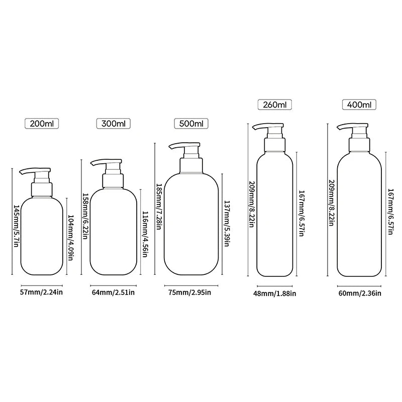 Refillable Foaming Soap Dispenser | Rustproof Plastic Shampoo and Shower Bottle for Kitchen and Bathroom