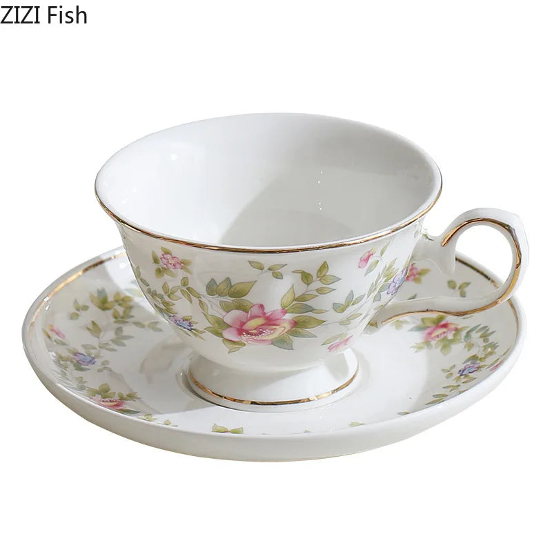 DecorBites™ Gold-plated Classical Ceramic Cup & Saucer Set for Dining Table Coffee Afternoon Tea