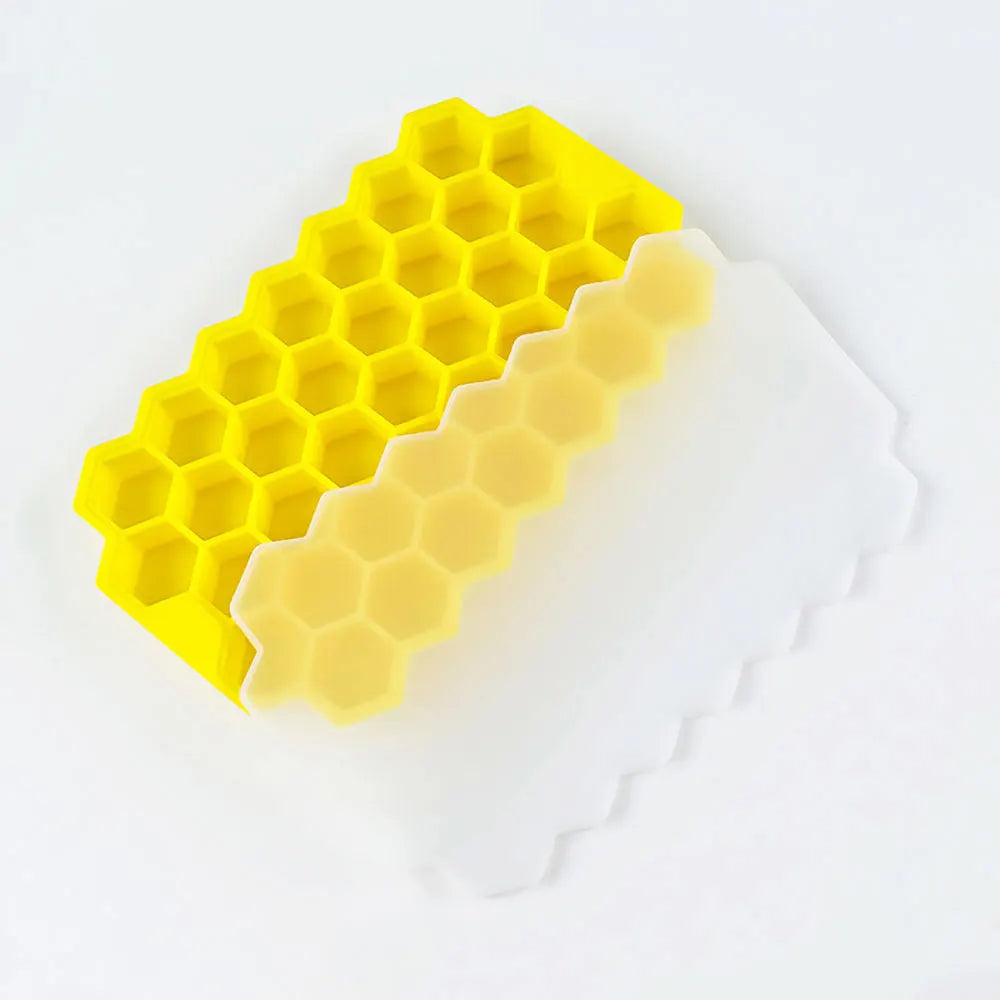 37 Grids Honeycomb Ice Cube Silicone Mold with Lid | Flexible Silicone Ice Tray for DIY Ice Making