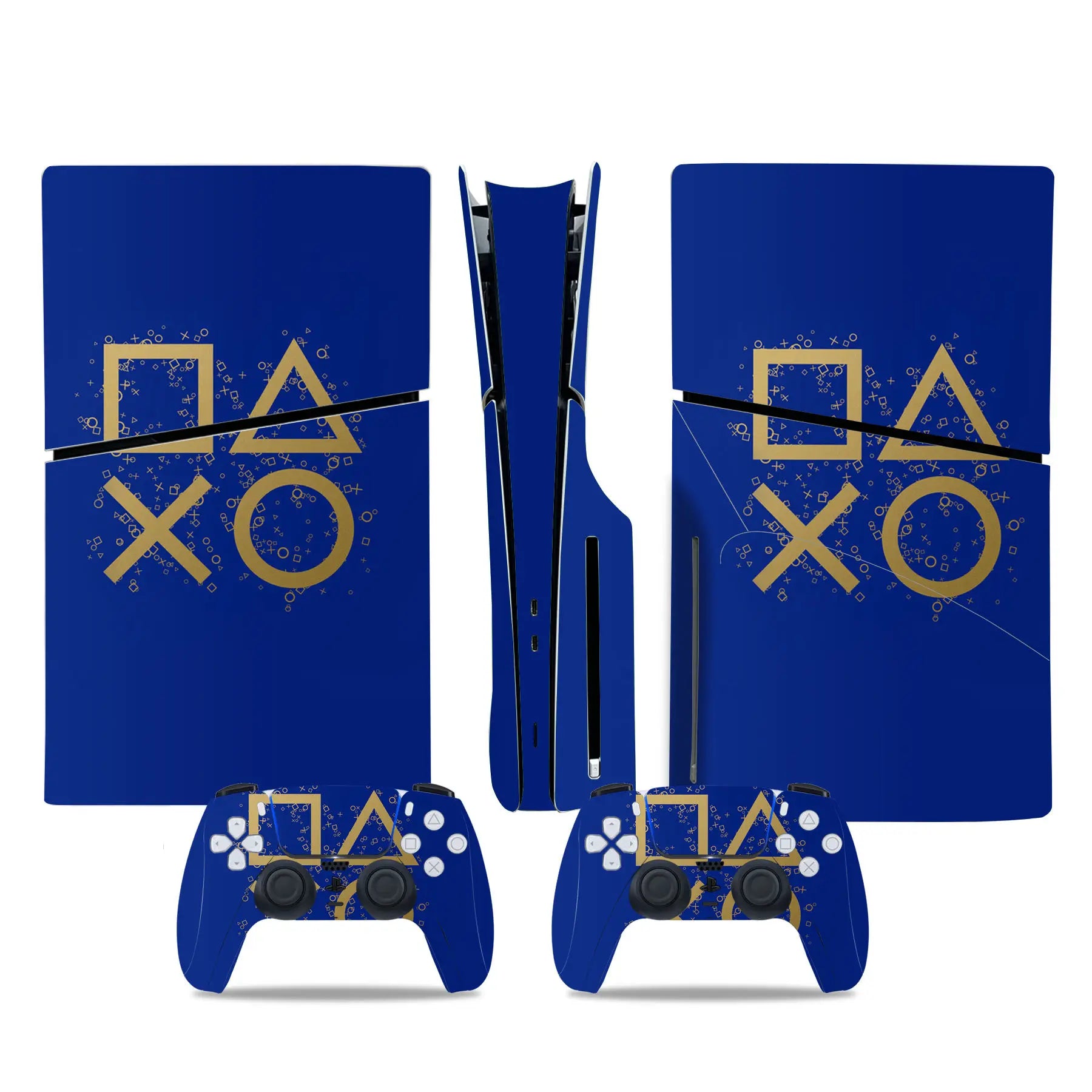 For PS5 Slim Disc Edition Console and 2 Controllers Geometry Design Skin PS5 Slim Disc Sticker Protective Decal Cover Full Set