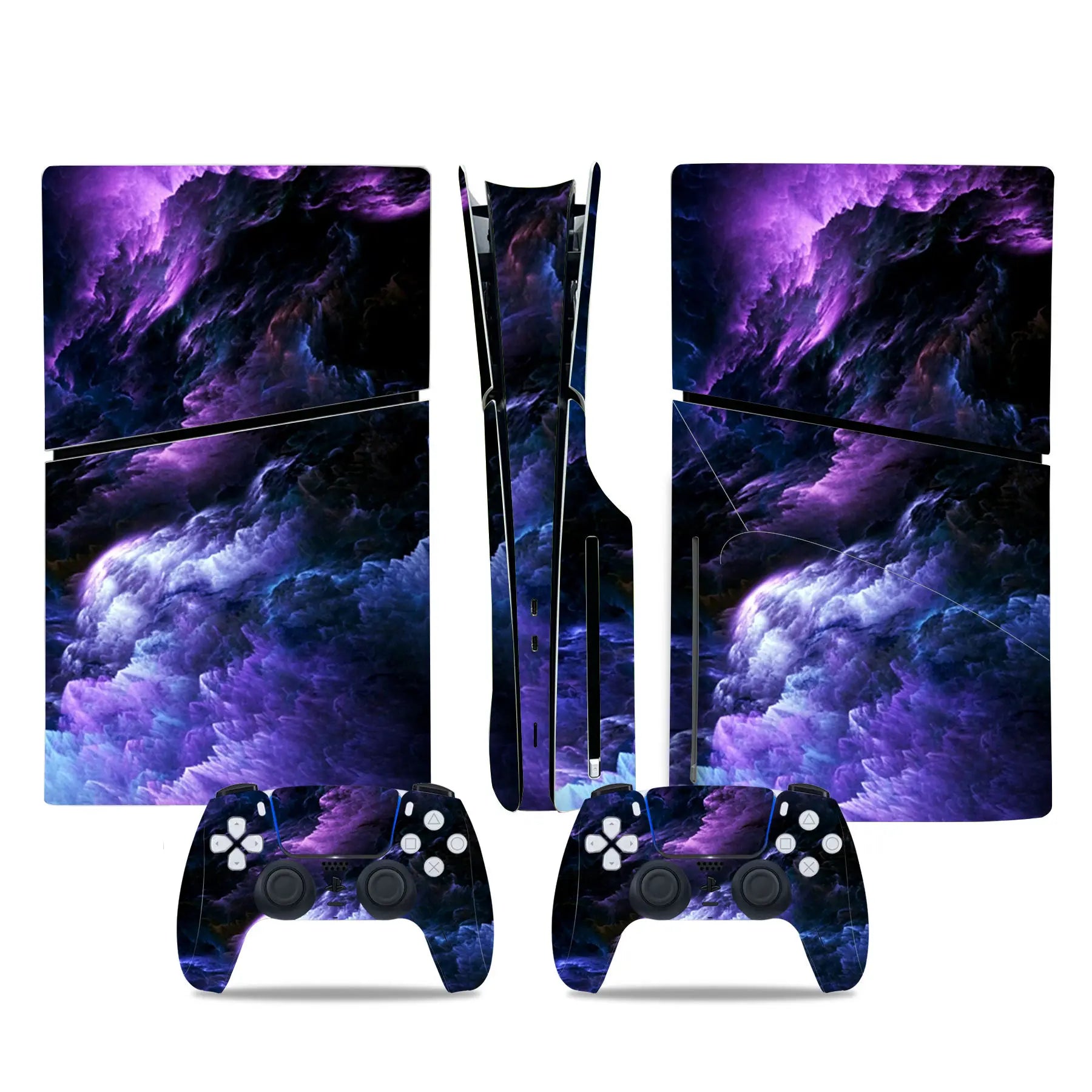 For PS5 Slim Disc Edition Console and 2 Controllers Geometry Design Skin PS5 Slim Disc Sticker Protective Decal Cover Full Set