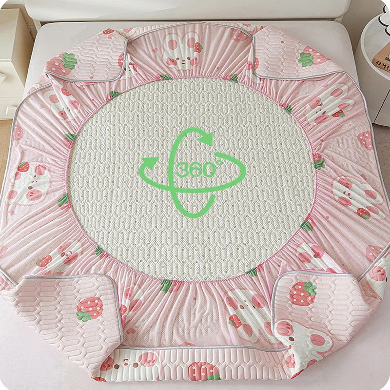 DecorBites™ Cute Cartoon Pattern Cooling Fitted Sheet with Natural Latex Fabric
