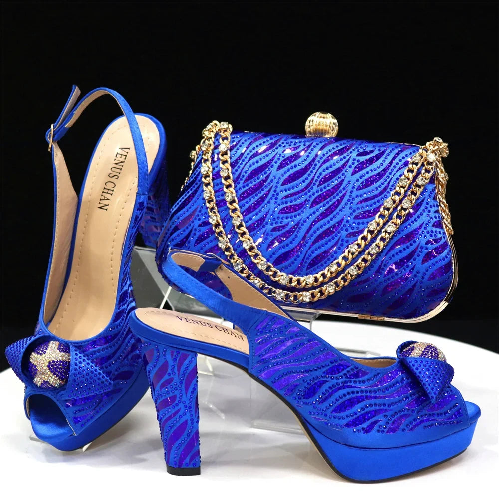 Italian Shoes And Bag Sets For Evening Party With Stones ED1-60