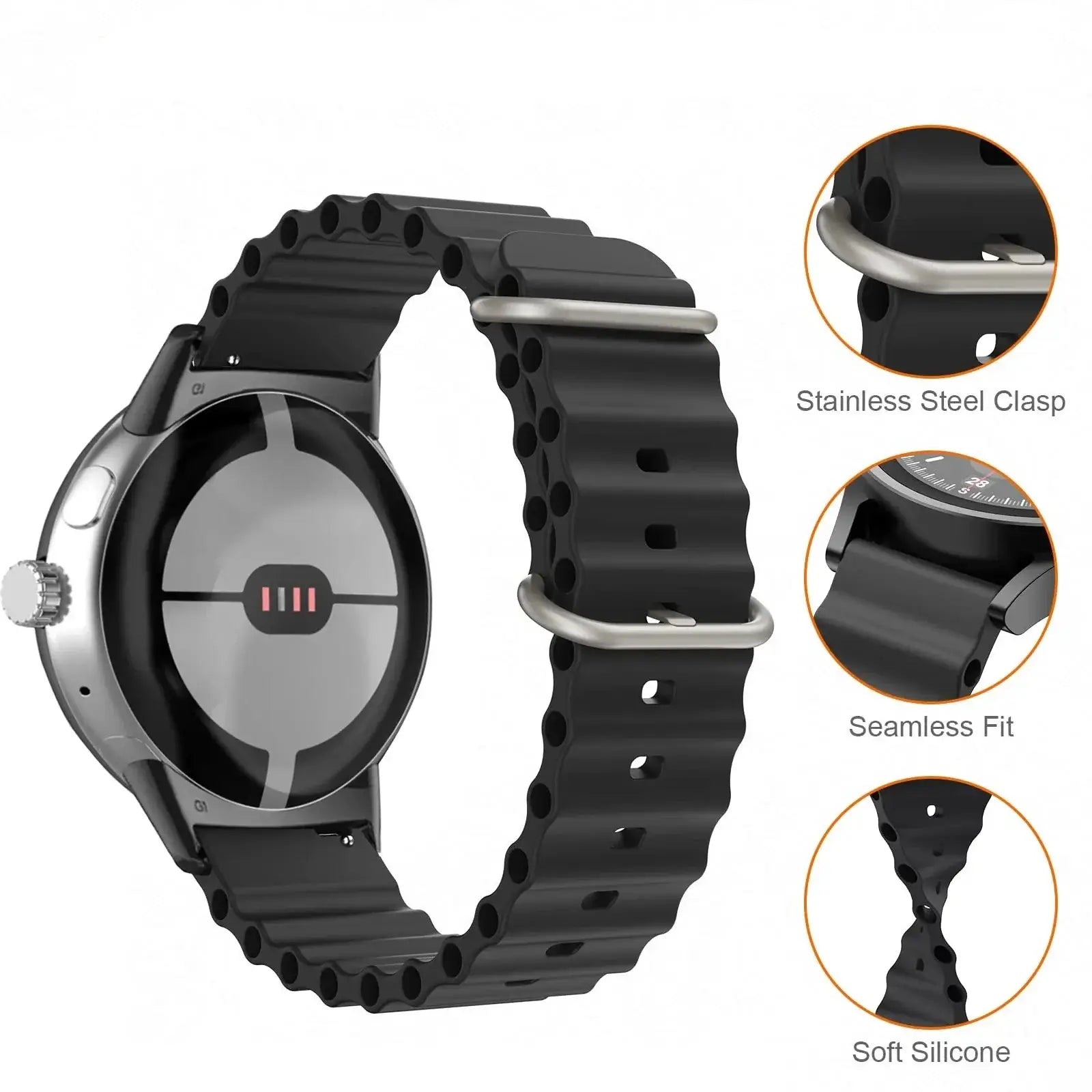Google Pixel Silicone Strap - Comfortable, Waterproof Design