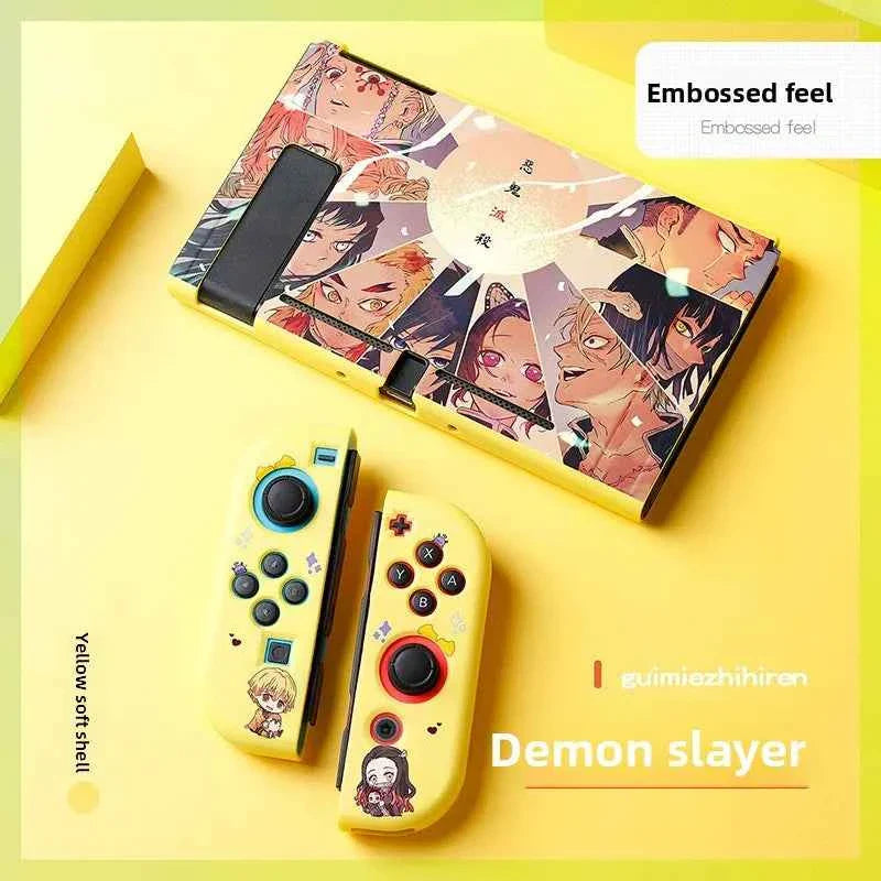Demon Slayer Painted Relief Protective Case for Switch NS TPU Soft-shell Split Protective Case Creative Game Console Accessories