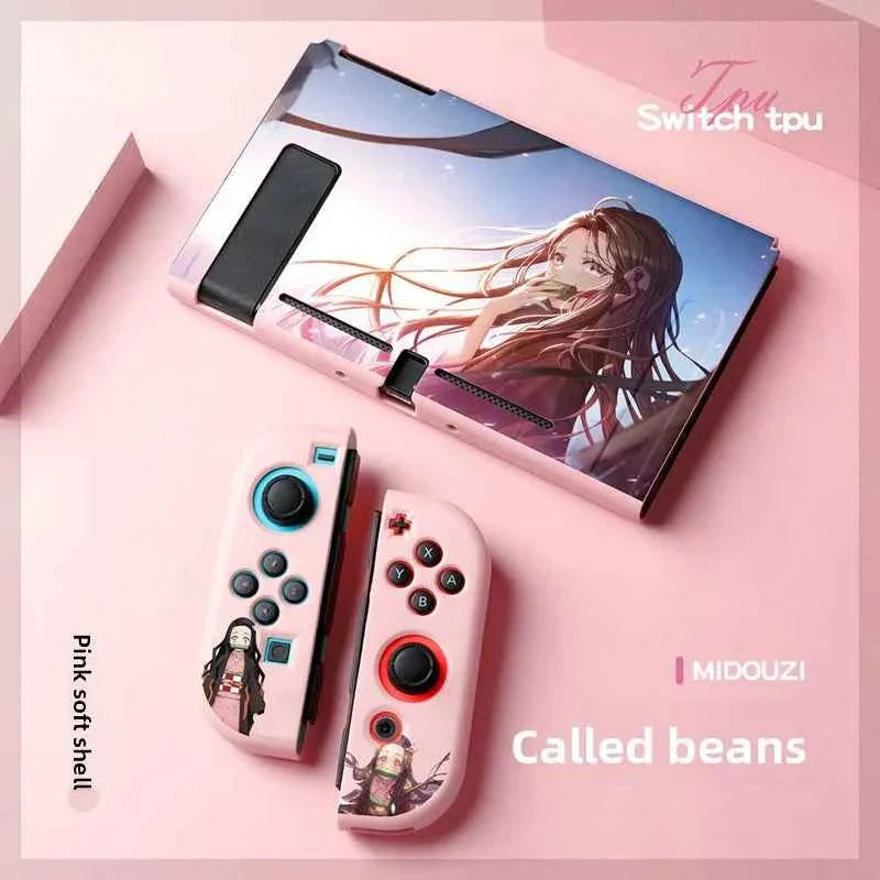 Demon Slayer Painted Relief Protective Case for Switch NS TPU Soft-shell Split Protective Case Creative Game Console Accessories