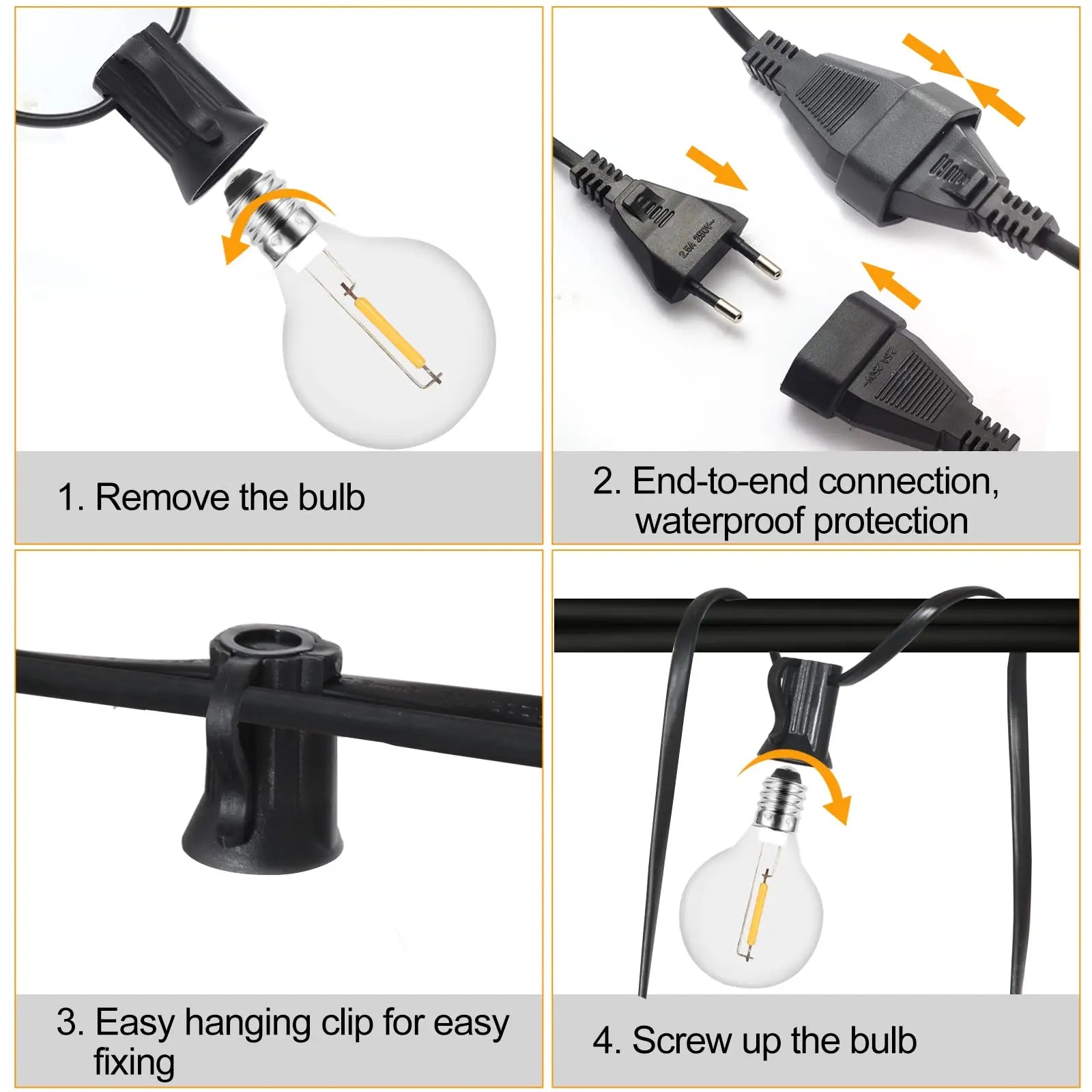 DecorBites™ Dimmable LED Outdoor Globe String Lights for Patio Decor