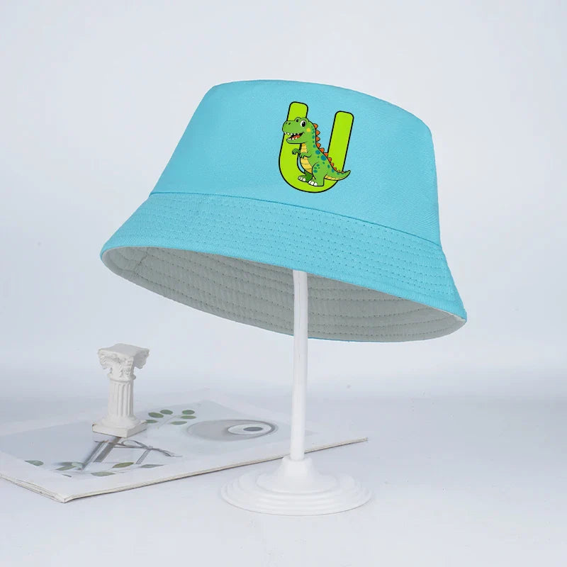 Kids' Dinosaur Letter Bucket Hat | Sun Hat for Toddlers Boys Girls 2-6 Years