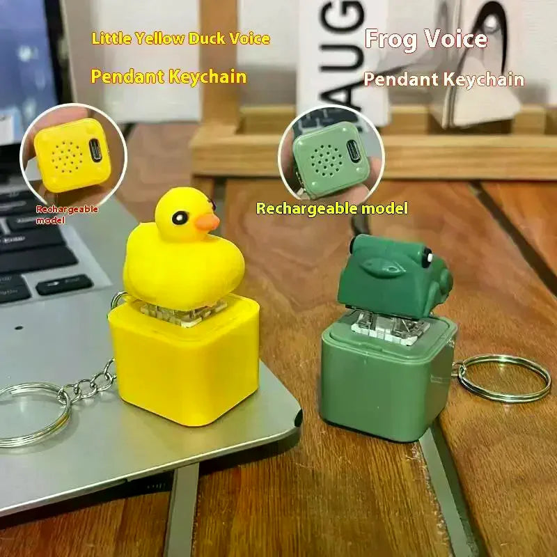 Funny Croaking Frog Duck Keychain | Rechargeable Fidget Clicker with LED Light