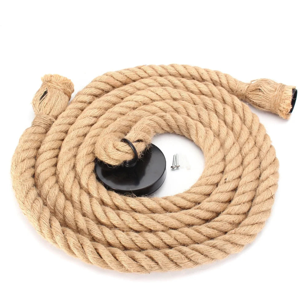 DecorBites™ Hemp Rope Pendant Lights for Kitchen Cafe Bar Decor by Loft E27 Rope Light Base