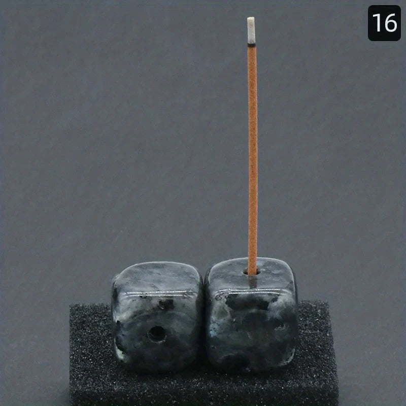 Natural Agate Stone Incense Holder | Square Wire Stick Incense Burner with Unique Pattern