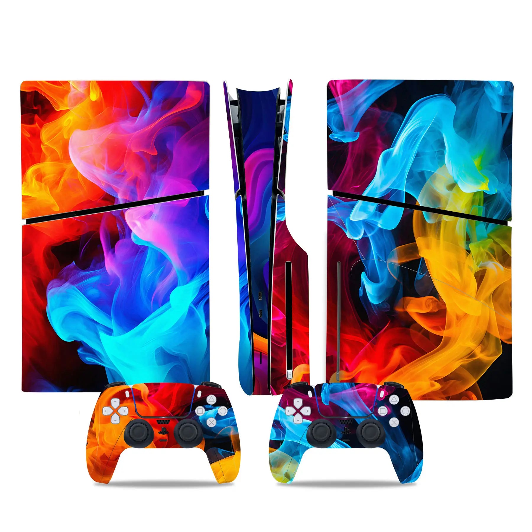 For PS5 Slim Disc Edition Console and 2 Controllers Geometry Design Skin PS5 Slim Disc Sticker Protective Decal Cover Full Set