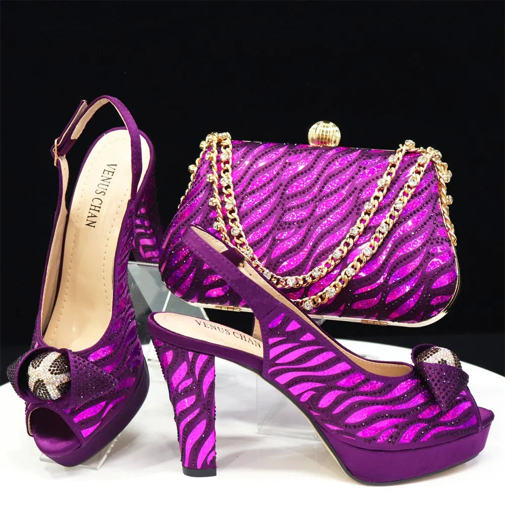 Italian Shoes And Bag Sets For Evening Party With Stones ED1-60