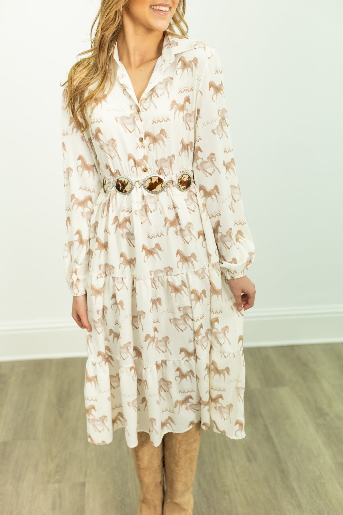 Horse Print Shirt Dress