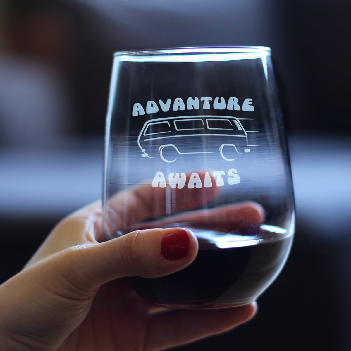Advanture Awaits - 17 Ounce Stemless Wine Glass