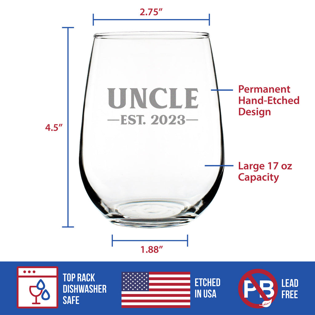 Uncle Est. 2023 - Bold - 17 Ounce Stemless Wine Glass